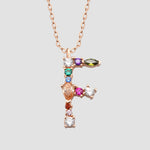 Buchstaben-Kette F in Rosé mit Zirkonia Mix – 925 Silber Letter Necklace von Dkeniz.