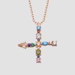 Buchstaben-Kette X in Rosé aus 925 Silber, Zirkonia Mix farbig – personalisierter Schmuck von Dkeniz.