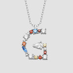 Fancy Crystals Mix Letter Kette Silber 925 – Buchstabe G mit Zirkonia-Mix Anhänger.