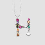 Fancy Crystals Mix Letter Kette Silber 925 – Buchstabe H Anhänger mit bunten Zirkonia-Steinen.