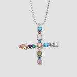 Initialen-Kette Silber 925 – Fancy Crystals Mix Letter X mit bunten Zirkonia, hochwertiger Look.