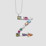 Fancy Crystals Mix Letter Kette Silber 925 – Buchstabe Z mit Zirkonia-Mix Anhänger.