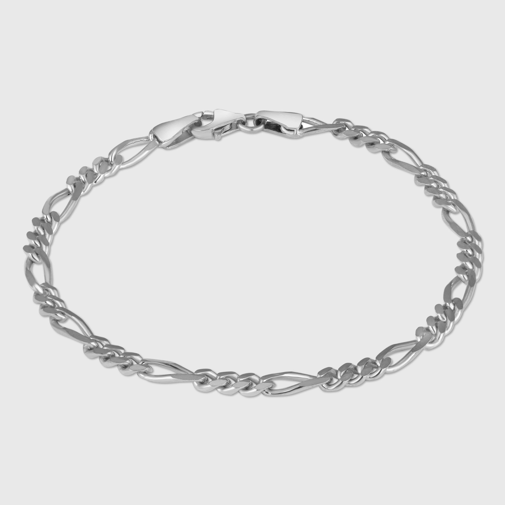 FIGARO Armkette M in Silber, 925 Sterling Silber, freigestellt auf hellem Hintergrund.