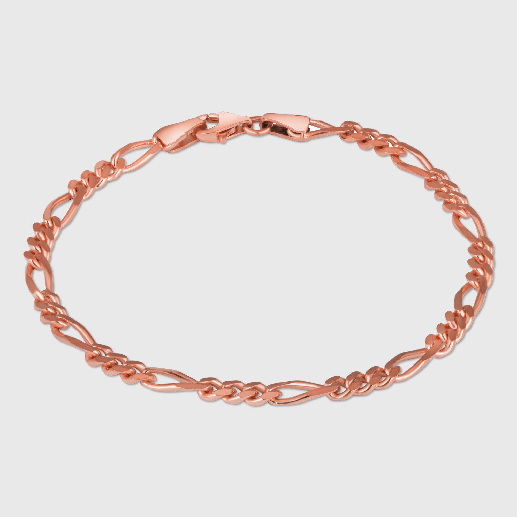 Elegante FIGARO Armkette M in Rosé aus 925 Sterling Silber, freigestellt auf hellem Hintergrund.