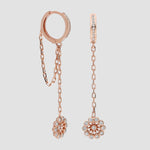 Hängecreolen Circle Zirkonia in Rosévergoldet mit Kette und rundem Anhänger, eleganter Damenschmuck.