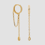 Hängecreolen Tropfen in Gold mit Zirkonia – 925 Silber vergoldet, Paar auf hellem Hintergrund.