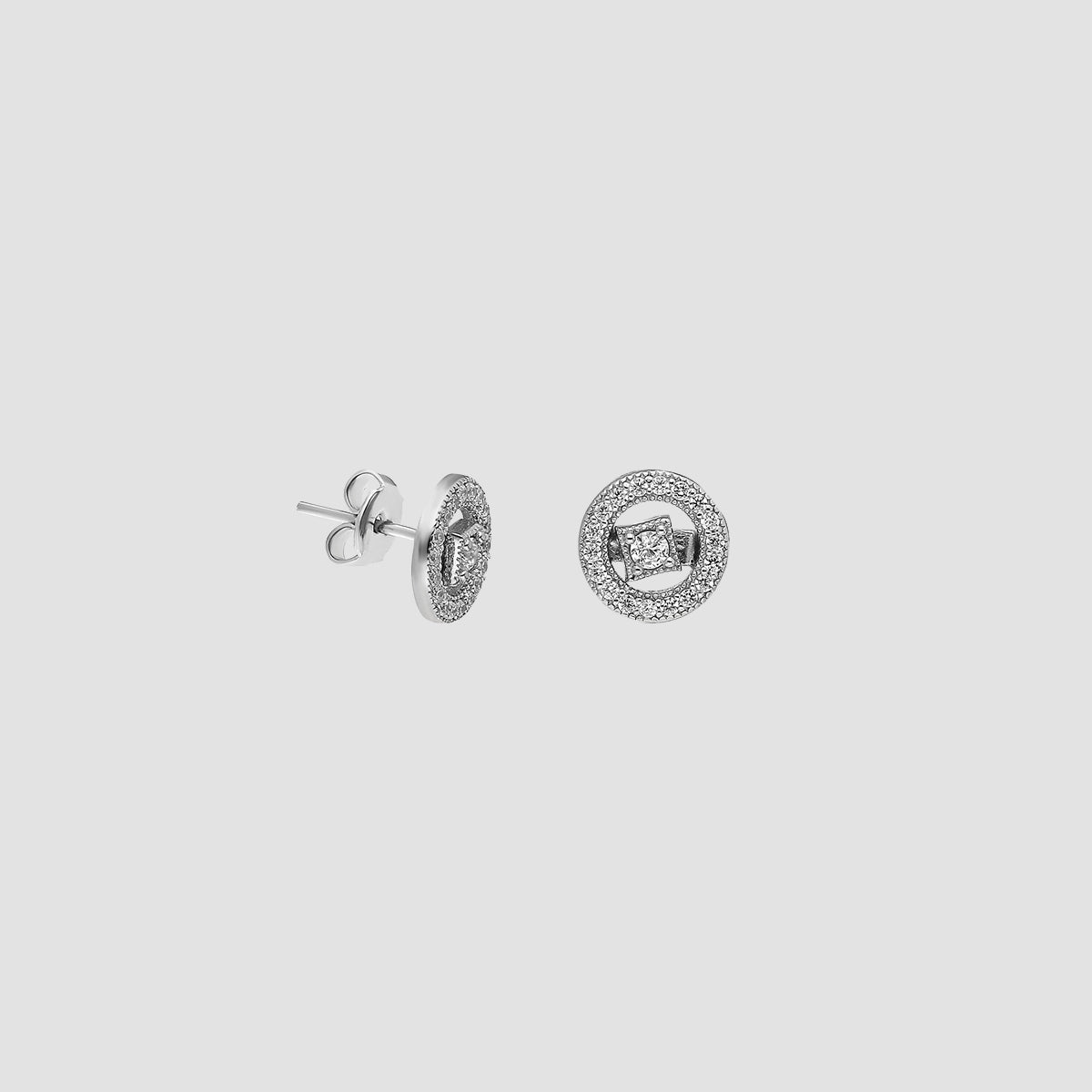 Halou Ohrstecker aus 925 Silber mit funkelnden Zirkonia, runde Damenohrringe von Dkeniz.