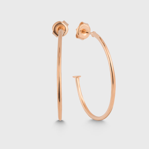 Filigrane Creolen HOOP EARRINGS Classic Thin L in Rosé, 925 Silber 14K rosé vergoldet, 27,4 mm.