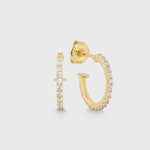 Hoop Earrings Zirkonia Thin S in Gold, 14K vergoldet, feine Creolen mit funkelnden Zirkonia.