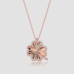 Roséfarbene Kleeblatt Halskette mit Zirkonia, Shiny Collection aus 925 Silber von Dkeniz als eleganter Glücksbringer.