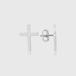 High Polished Cross Stud Kreuz Ohrstecker aus 925 Sterling Silber, rhodiniert, glänzend.