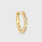 Produktbild: MEMORI Ear Cuff Gold mit weißen Zirkonia – 925 Silber 14K vergoldet, filigrane Ohrklemme.