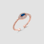 Rosévergoldeter Navette Saphir Ring Shiny Wreath, verstellbarer Damenring mit Zirkonia.