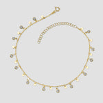 Plättchen Armband mit Zirkonia in Gold aus 925 Silber, 14K vergoldet – Produktfoto auf hellem Hintergrund.