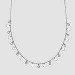 Zarte Plättchen Zirkonia Halskette aus rhodiniertem 925 Silber mit runden Anhängern von Dkeniz.