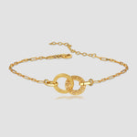 ROYAL RINGS Armkette Gold aus 925 Sterling Silber mit zwei Ringen und weißem Zirkonia-Detail.