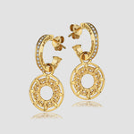 ROYAL RINGS Ohrringe Gold mit Zirkonia-Creolen und filigranem Rund-Anhänger, Produktfoto.