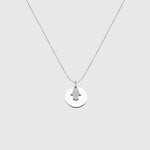 Silberne runde Halskette mit Fatima Anhänger und weißen Zirkonia-Steinen von Dkeniz.