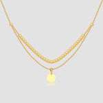 SHINY BALLS II Halskette Gold – doppelte Kugelkette mit Coin-Anhänger, 925 Silber 14K vergoldet.