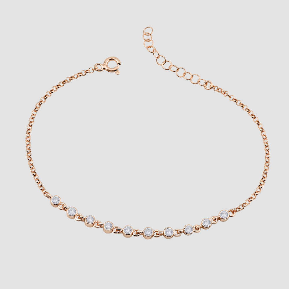Sparkle Zirkonia Armband in Rosé aus 925 Silber, zartes Damenarmband mit funkelnden weißen Steinen.