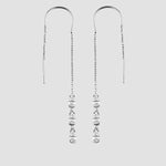 Lange Three Drop Ohrringe aus 925 Silber mit drei Zirkonia-Tropfen als filigrane Durchzieh-Ohrringe für Damen.