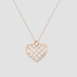 Zarte Unique Heart Rosé Halskette aus 925 Silber mit Zirkonia-Herzanhänger für Damen.